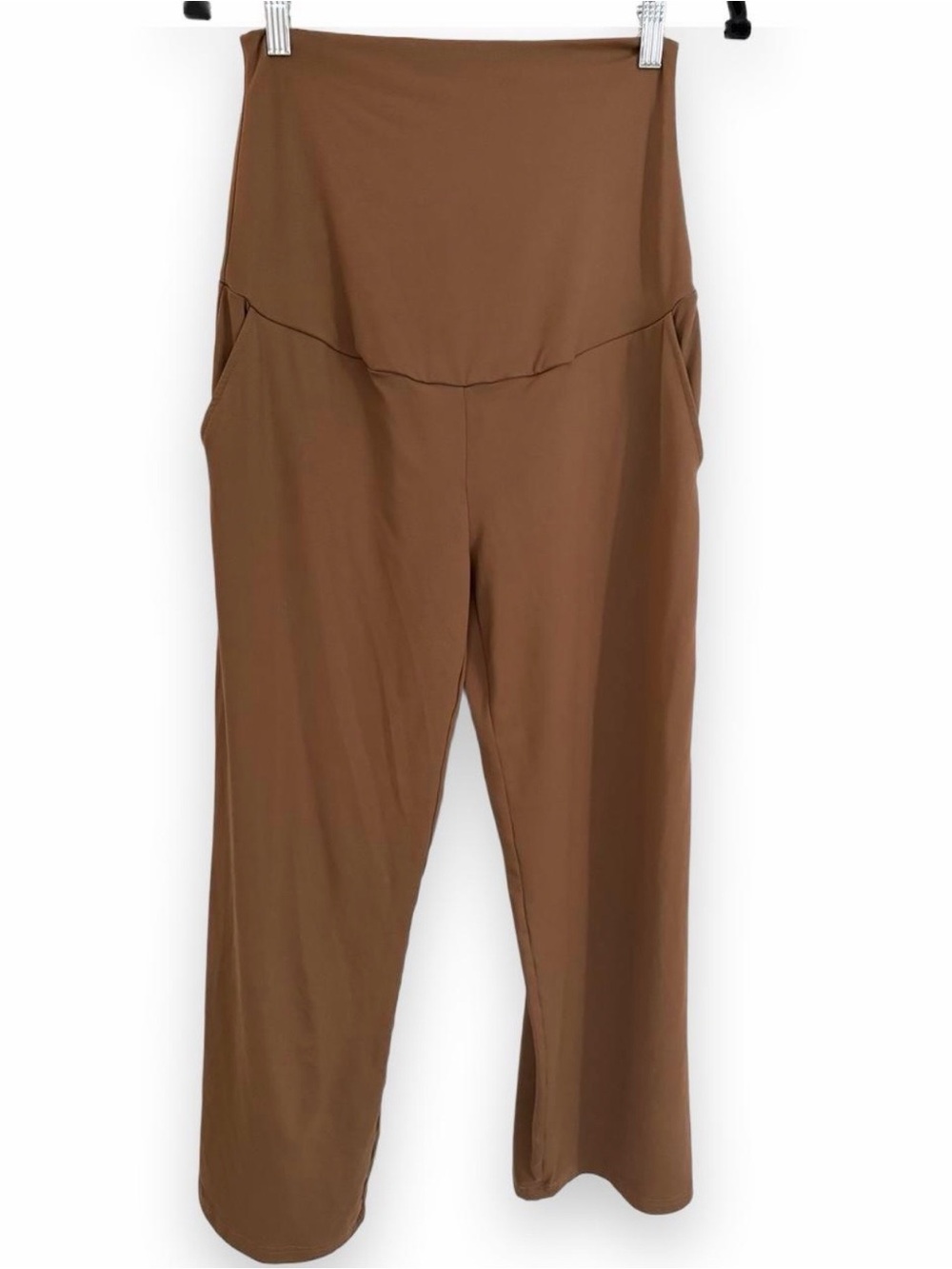 Wide Leg High-Waist Brown Maternity Pants